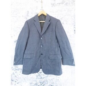 JOSEPH ABBOUD Men's Blue Blazer Jacket Two Tone Woven Houndstooth Wool 40R